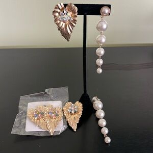 🎈3 pair of gold statement earrings